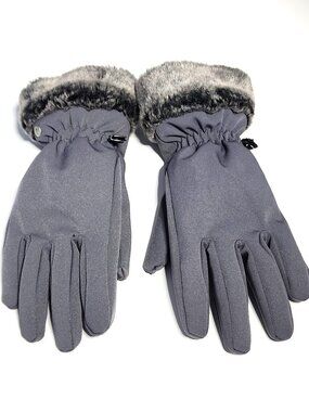 Head gray nylon & faux fur gloves